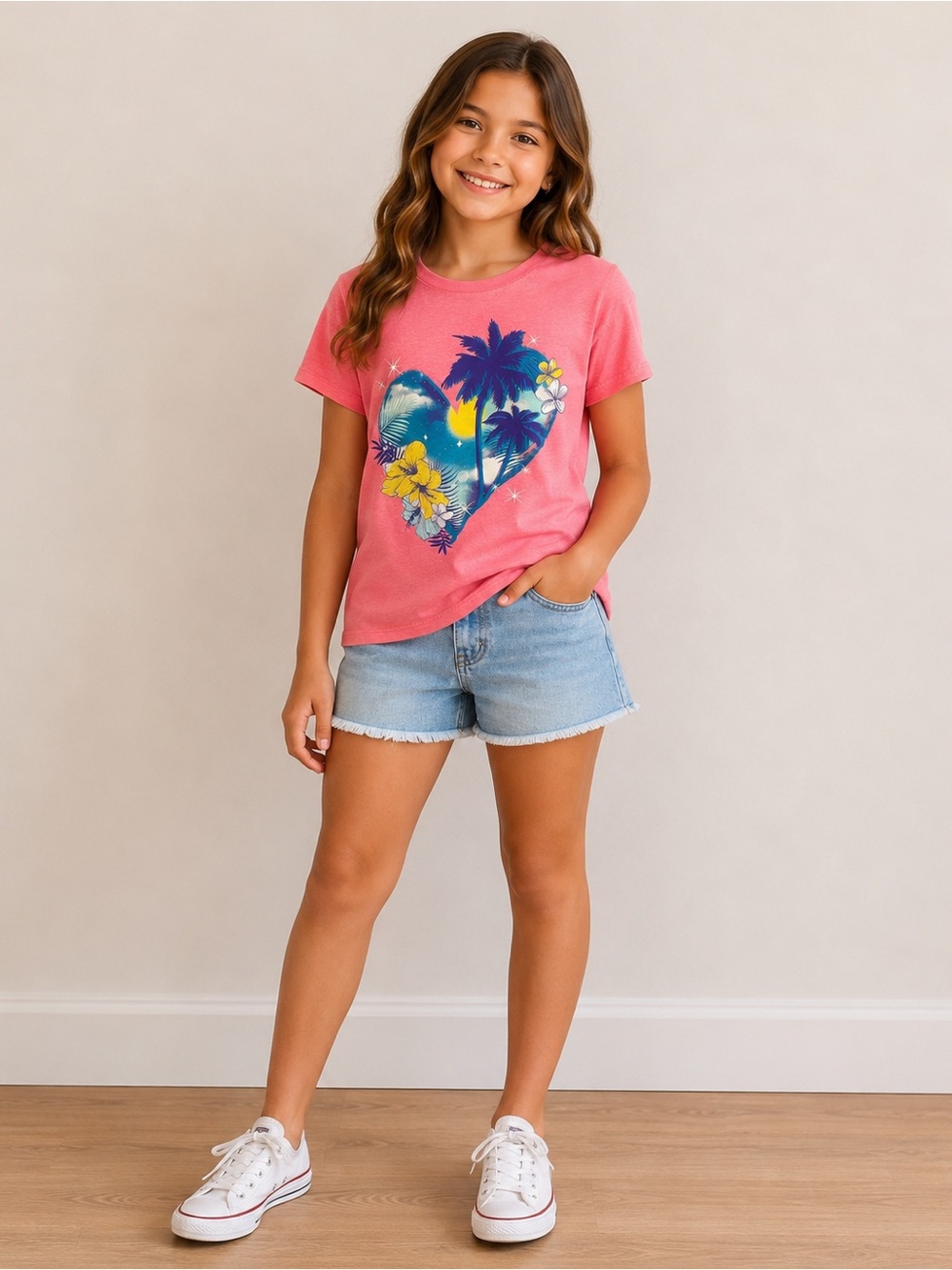 The Children's Place Pink Tropical Heart Tee